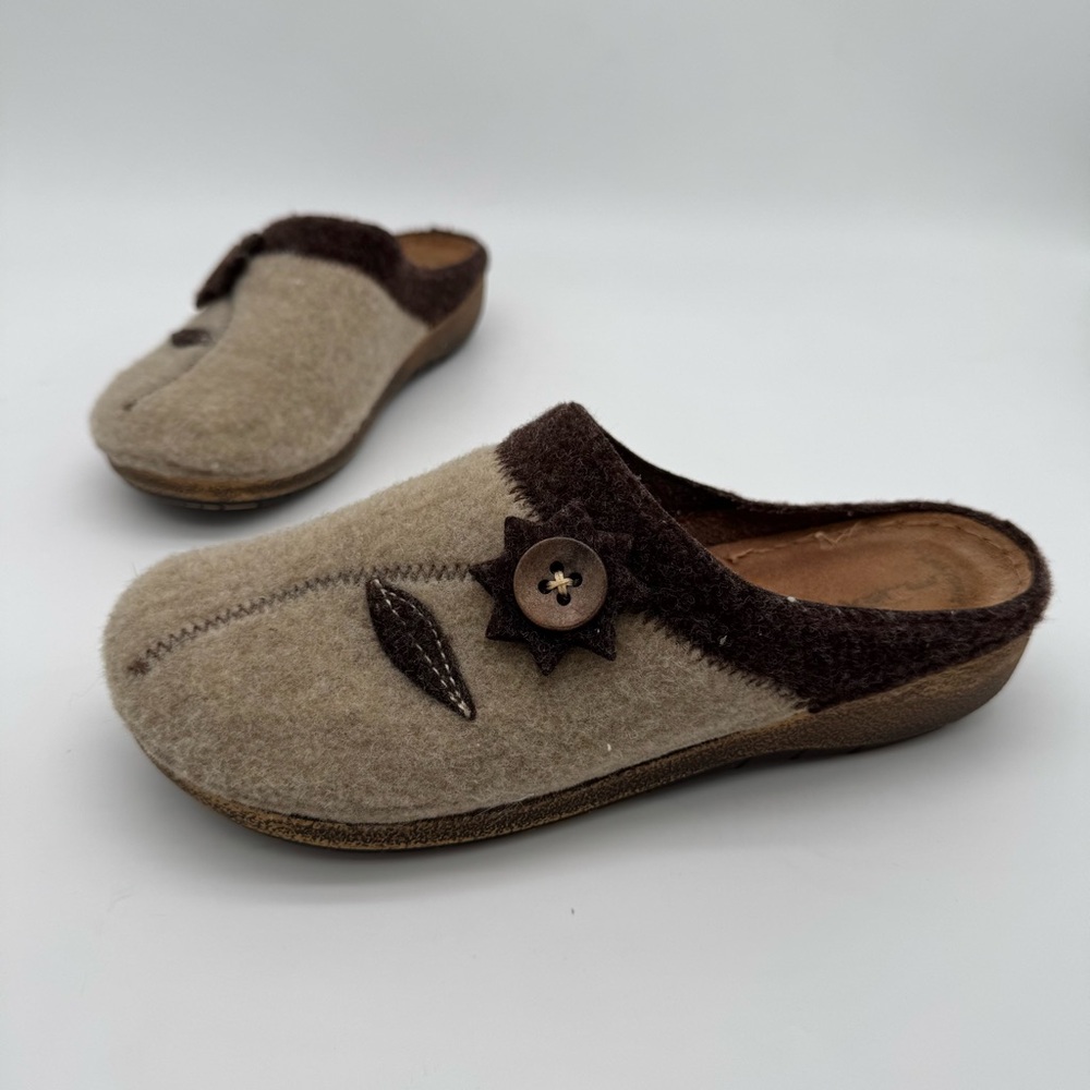 Flexus Spring Step Aries Tan Brown Wool Felt Mule Size 40/9